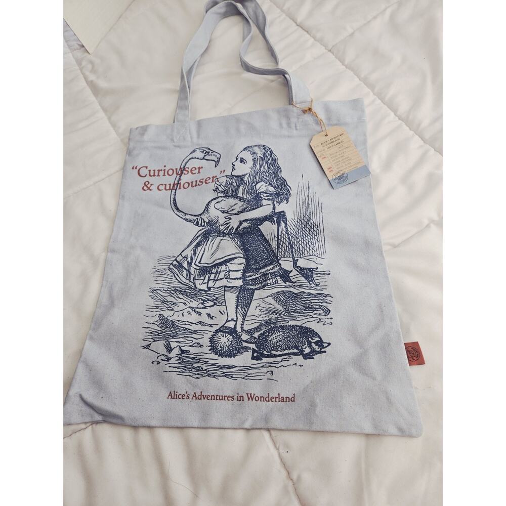 NEW Alice in Wonderland Print Baby Blue Eco Shopping Canvas Tote Bag Gift Movie